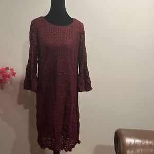 Elegant Burgundy Lace Dress